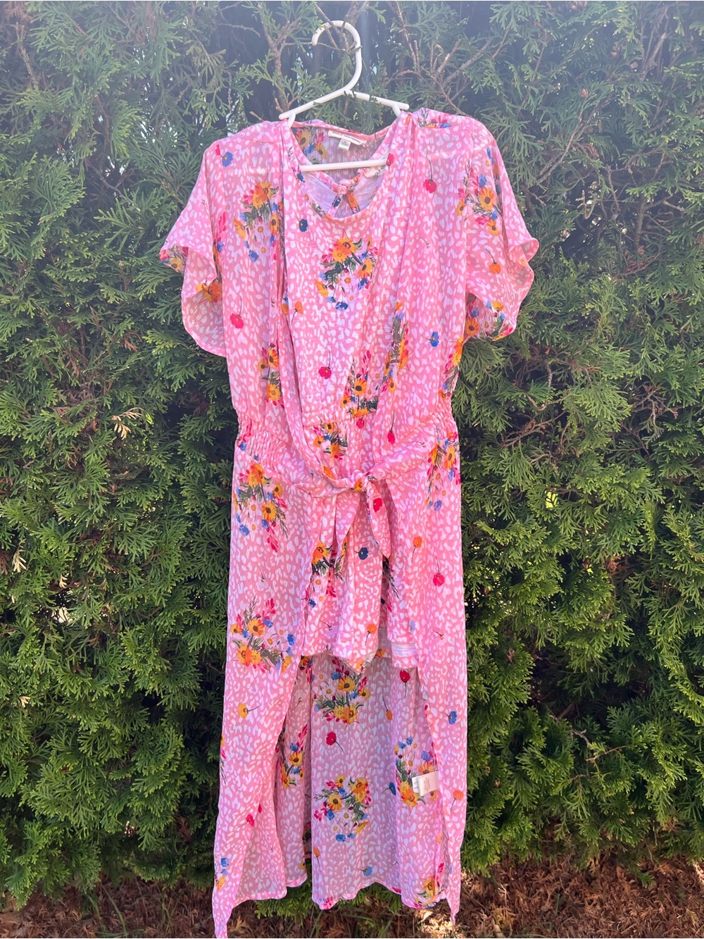 Self Esteem Pink Floral Tie-Waist Maxi
